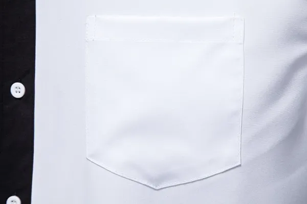 Design Asymmetrical Color-Block Shirt Black White Men's Shirt Tops Shirt - 17
