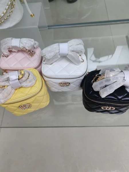 Chanel Mini Vanity Case Quilted Leather in Yellow, Pink, White, and Black Clutches - 3
