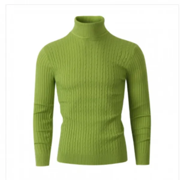 Design Cable Knit Turtleneck Sweater Lime Green - 1
