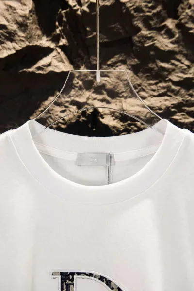 Dior x Stone Island Logo Print White T-Shirt - 46