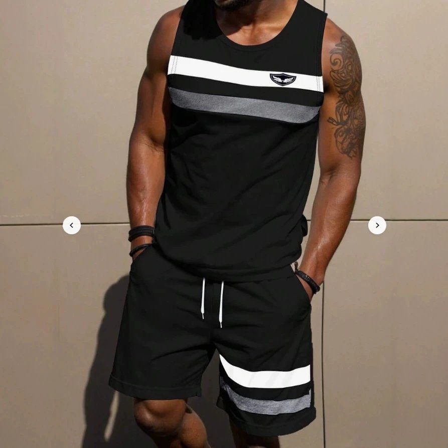 Design Los Angeles 23 Lightning Tank Top and Shorts Set Black - 8