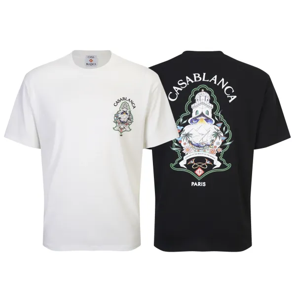 Casablanca Crest Print T-Shirt Black and White - 1