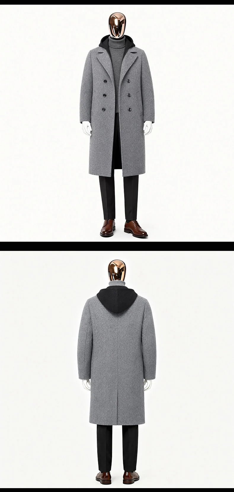 Design Double-Breasted Wool Coat Gray Men's Overcoat Outerwear.coat - 13