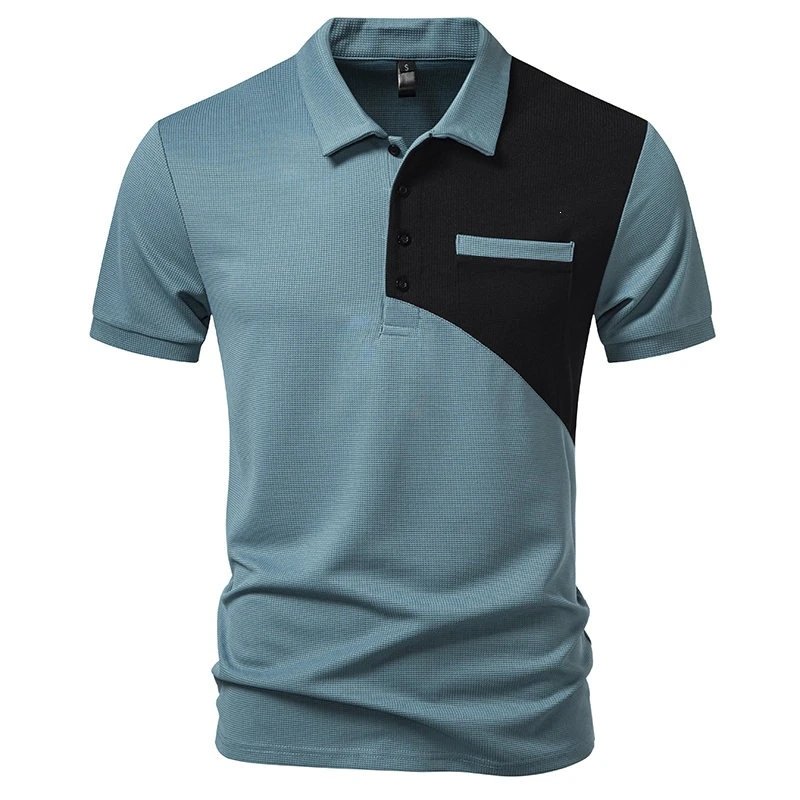 Design Color-Block Polo Shirt White Black Tops.polo - 27