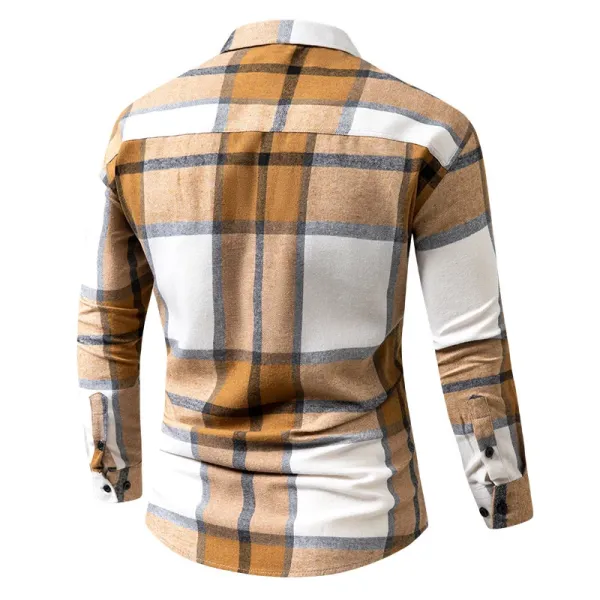 Design Plaid Button-Up Shirt Red White Gray Tops Shirt - 5