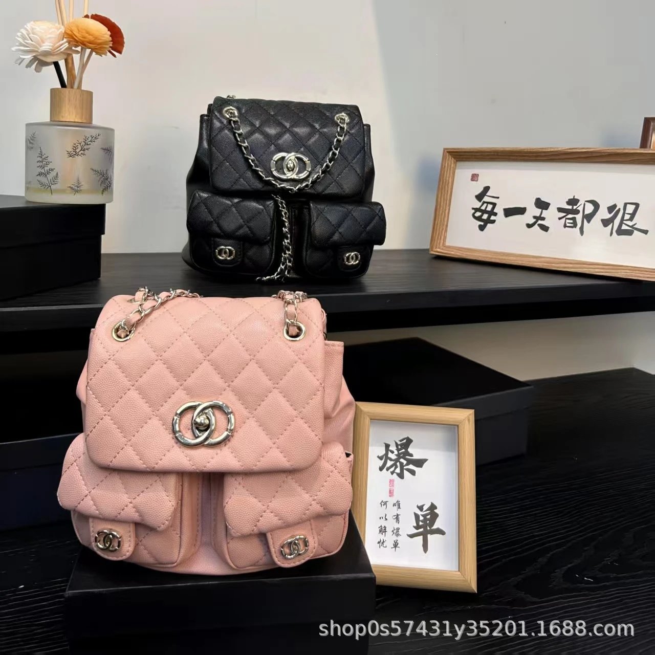 Chanel Mini Backpack Pink Quilted Lambskin with CC Logo Chain Strap - 2