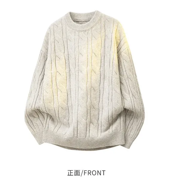 Design Cable Knit Oversized Sweater Beige - 15
