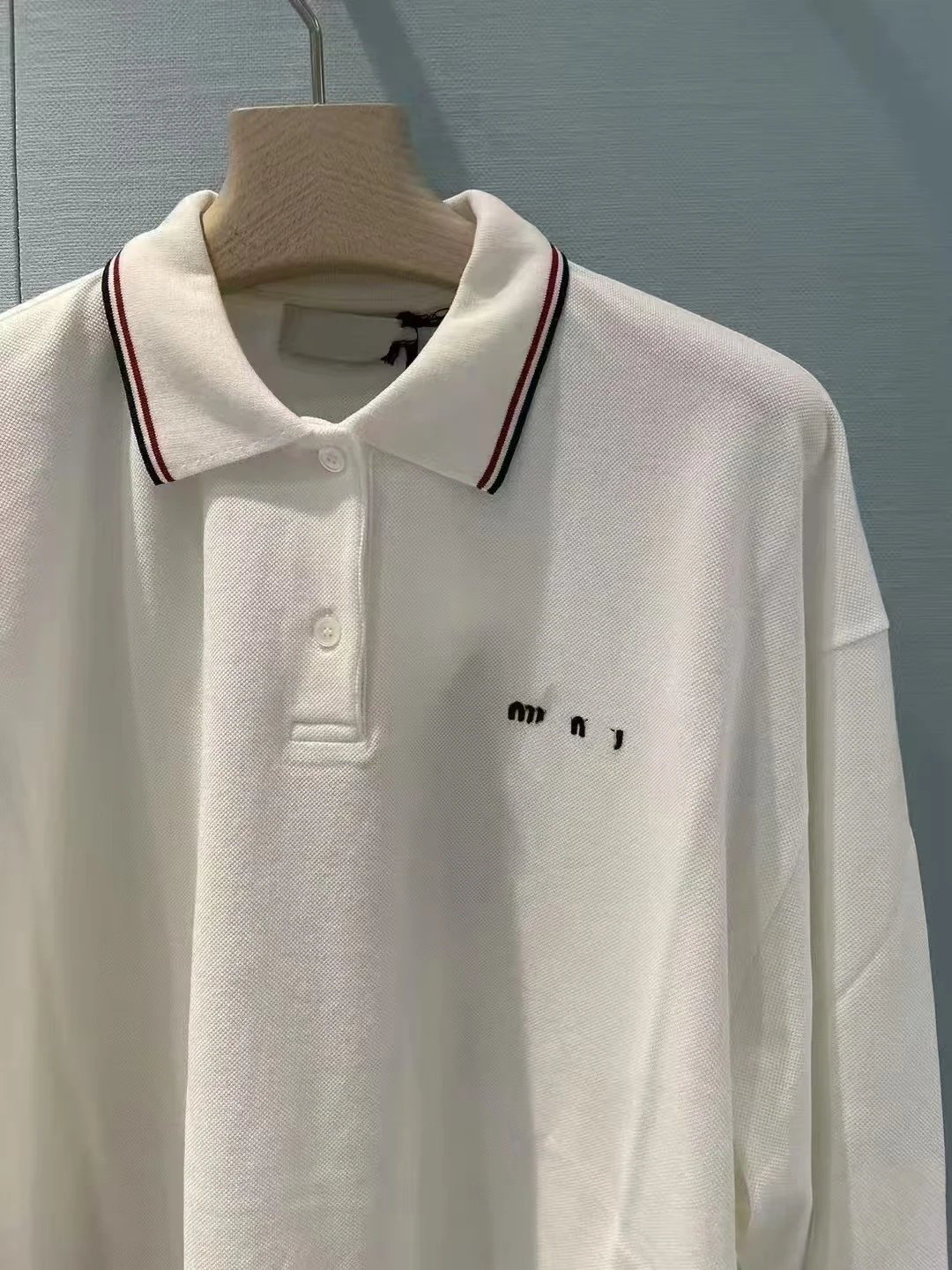 Thom Browne Polo Shirt White with Navy Pleated Skirt and Tabi Sneakers - 8