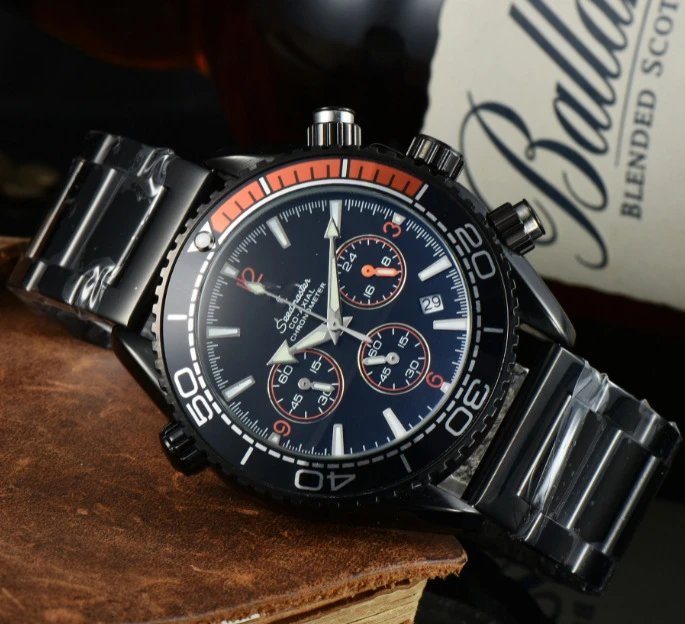 Omega Seamaster Planet Ocean Chronograph Black Dial Watch Watches - 1