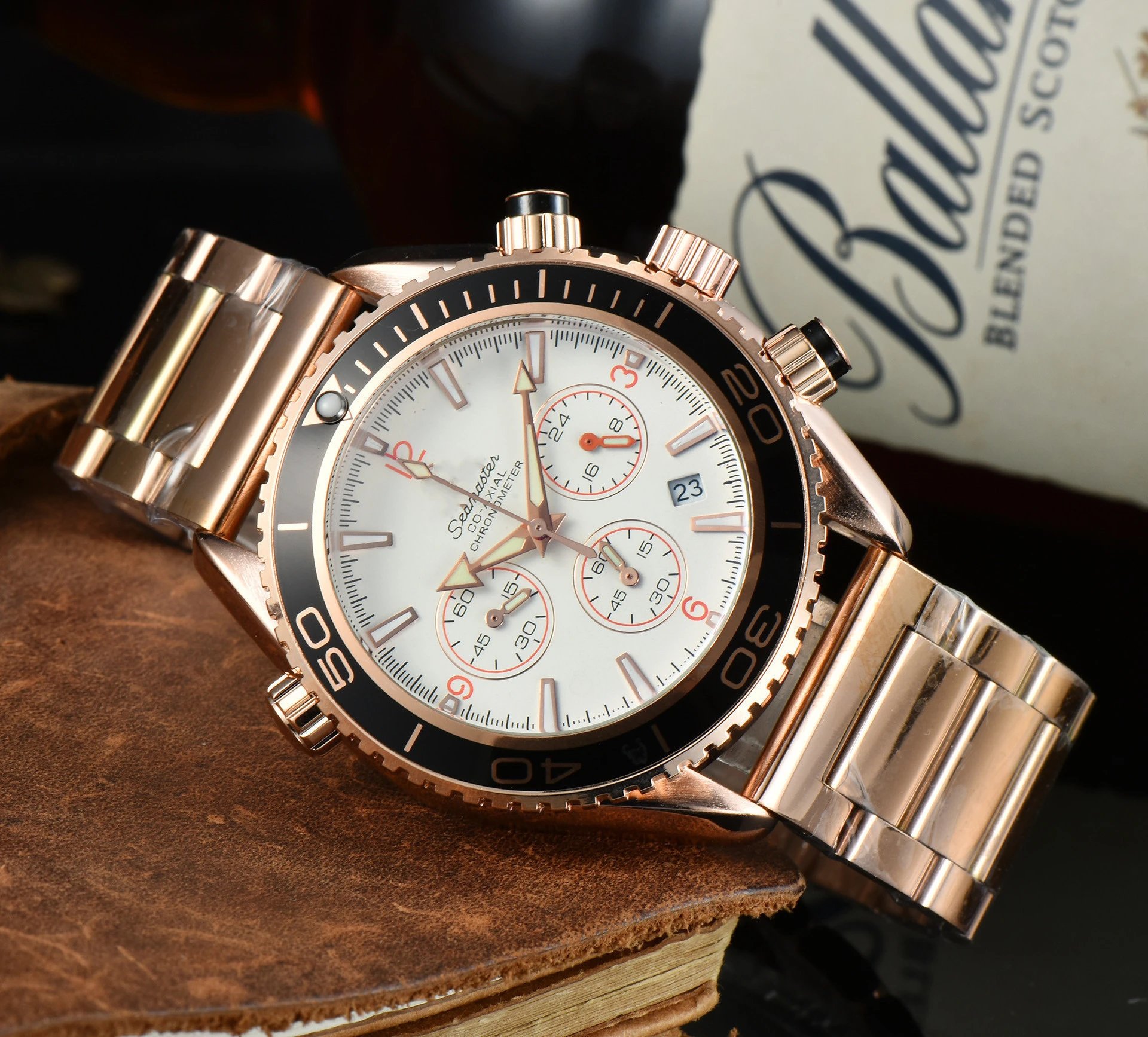 Omega Seamaster Planet Ocean Chronograph Gray Dial Orange Accents Stainless Steel Watch Watches - 5