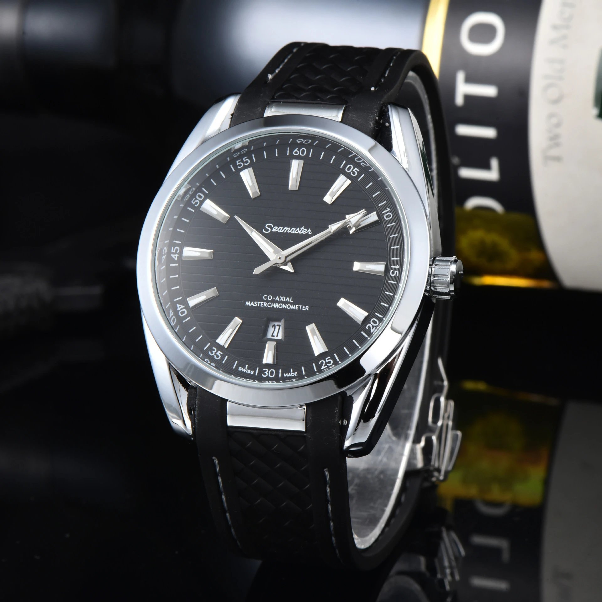Omega Seamaster Co-Axial Master Chronometer Black Dial Steel Watch Watches