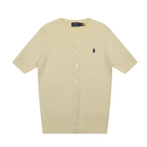 Polo Ralph Lauren Cable Knit Short Sleeve Cardigan Light Blue - 47