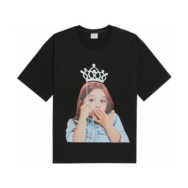 Design Graphic Print Crown Girl Black T-Shirt Tops.t Shirts - 1