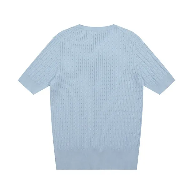 Polo Ralph Lauren Cable Knit Short Sleeve Cardigan Light Blue - 43
