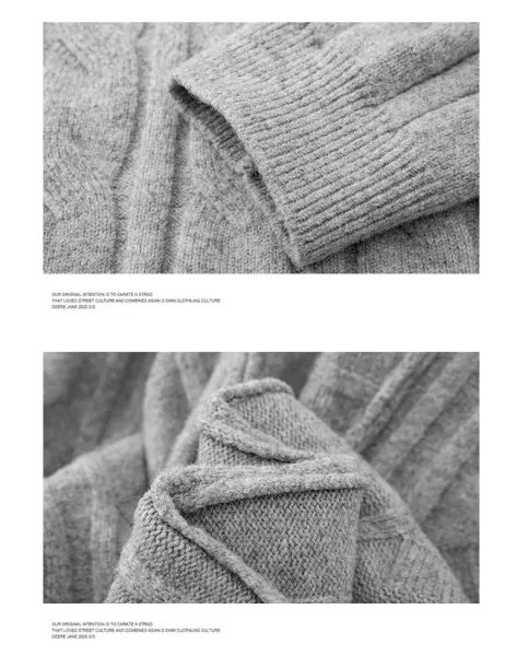 Design Cable Knit Oversized Sweater Beige - 19