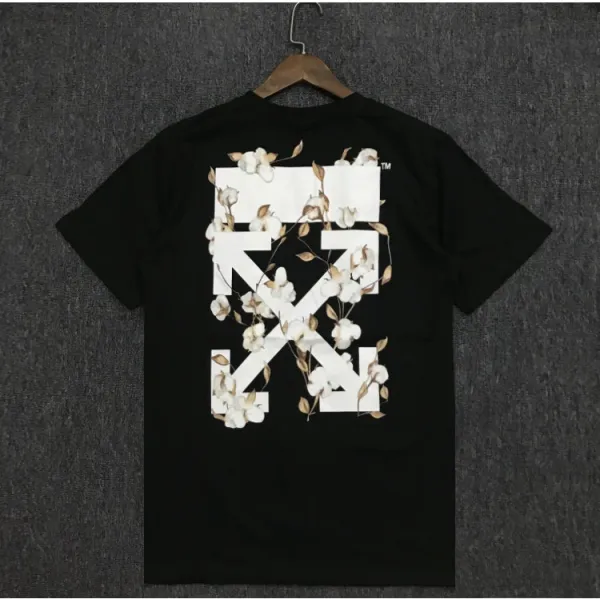 Off-White Arrow Floral Print Black T-Shirt - 1