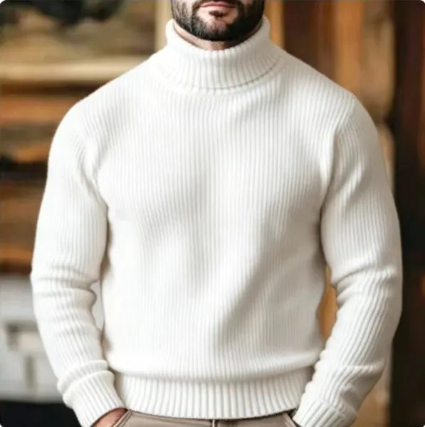 Design Ribbed Turtleneck Sweater Light Gray - 4