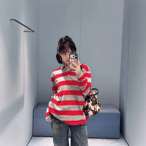Fred Perry Striped Polo Shirt Red and Gray - 3