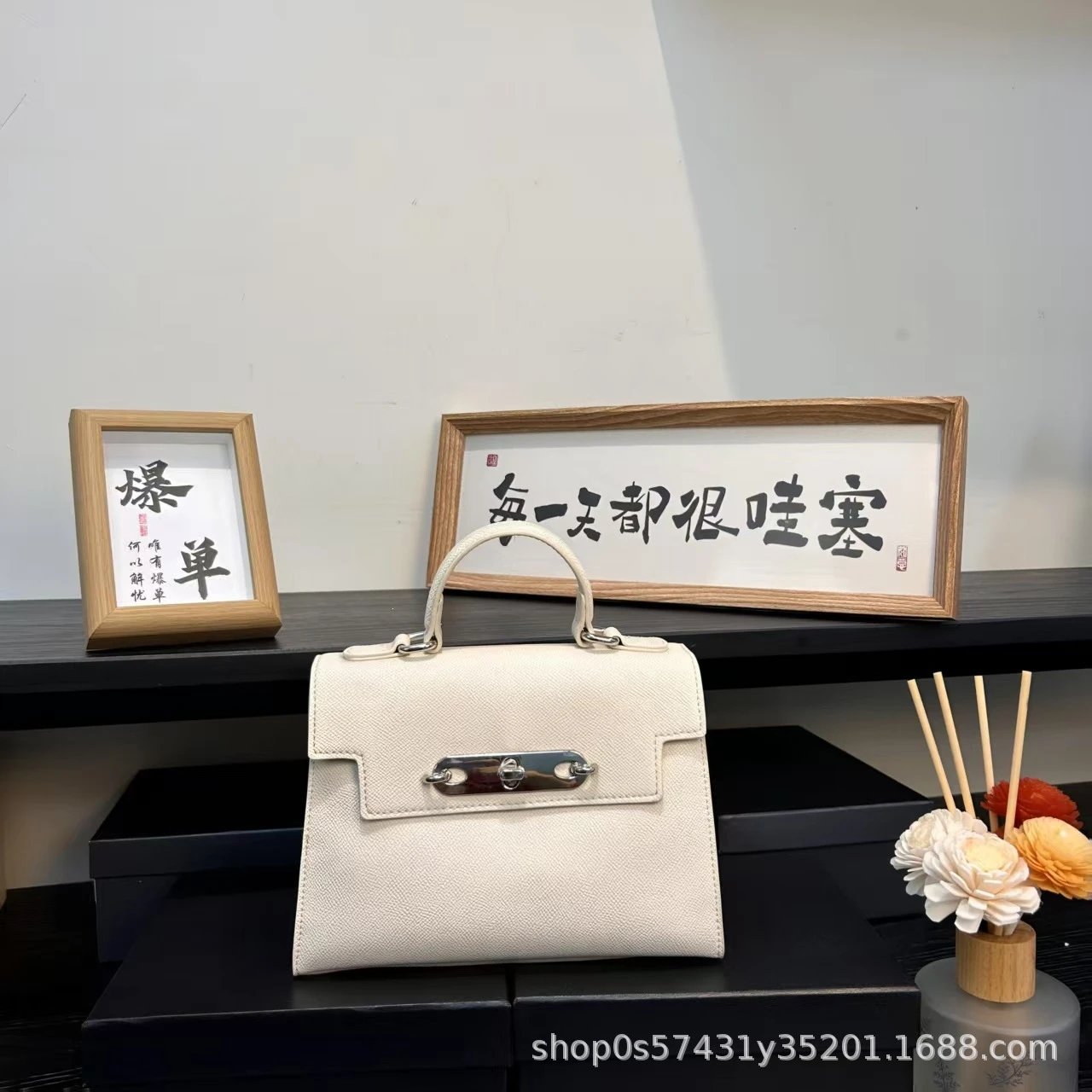 Design Mini Kelly-Style Top Handle Bag Light Gray Handbag - 7