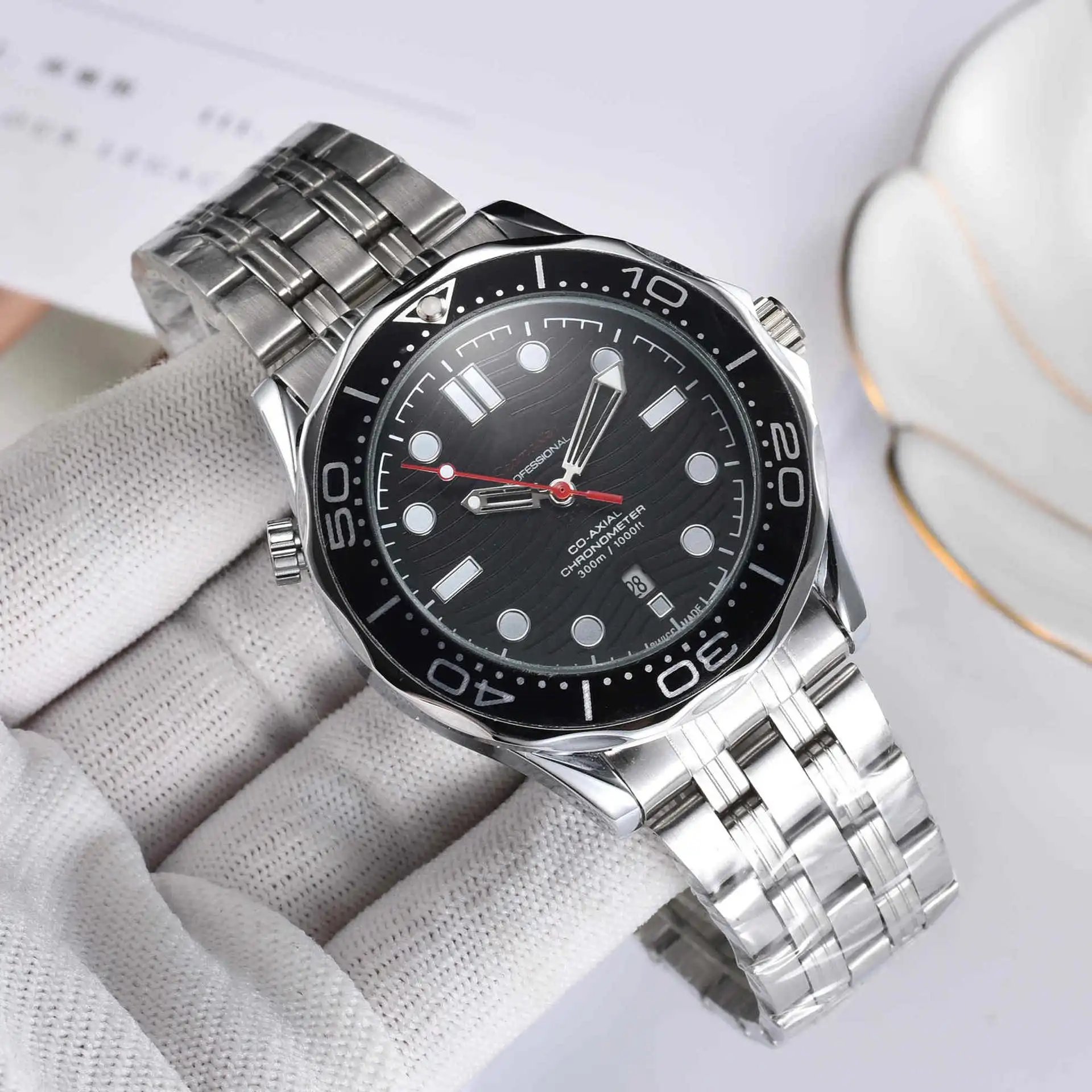 Omega Seamaster Professional Co-Axial Chronometer Silver Dial Black Bezel Mechanical Watch Watches - 2