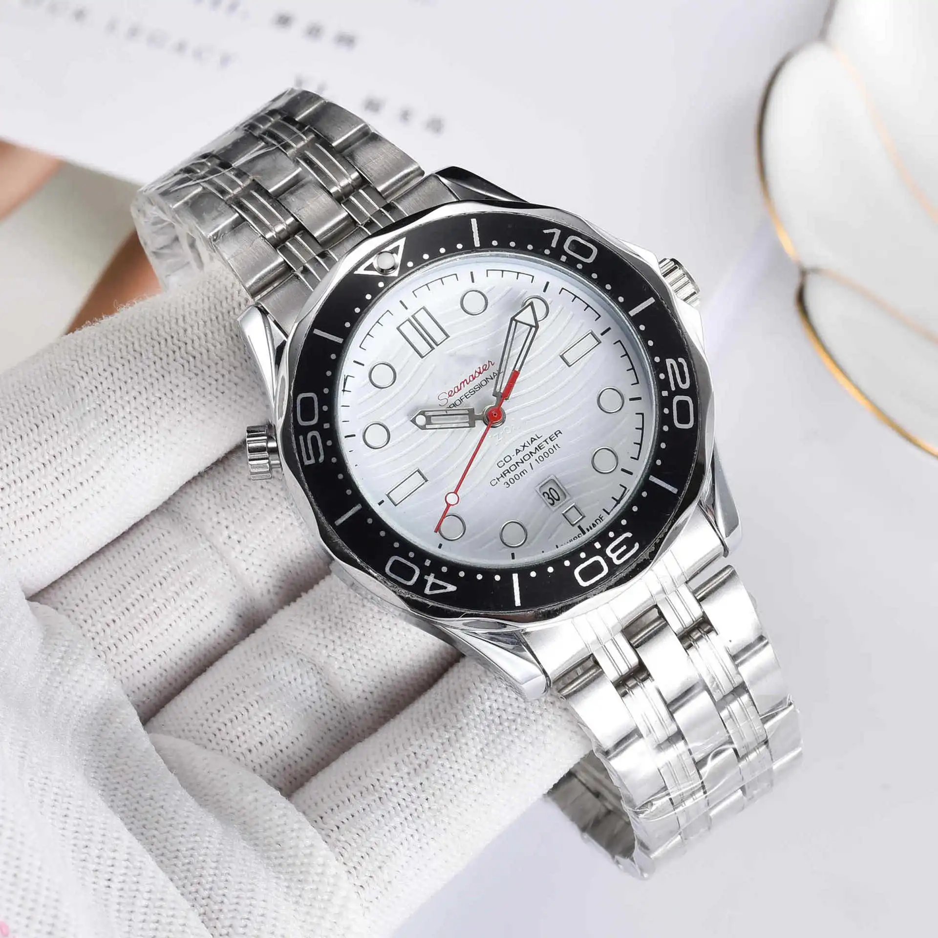 Omega Seamaster Professional Co-Axial Chronometer Silver Dial Black Bezel Mechanical Watch Watches - 6