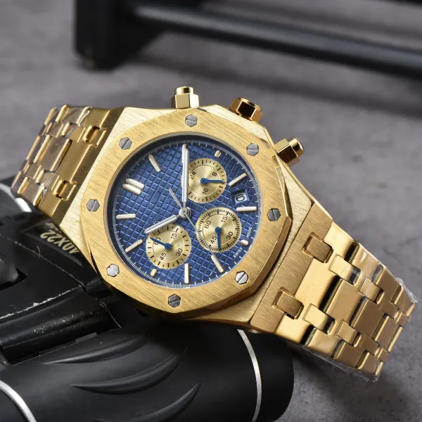 Audemars Piguet Royal Oak Chronograph Blue Tapisserie Dial Stainless Steel Watch Watches - 4