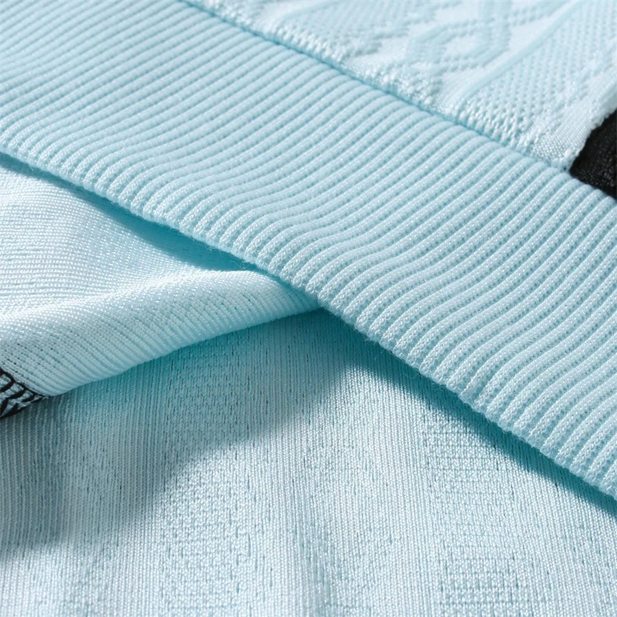 Design Zip-Front Textured Polo Mint Green with Black Panels Tops.polo - 20
