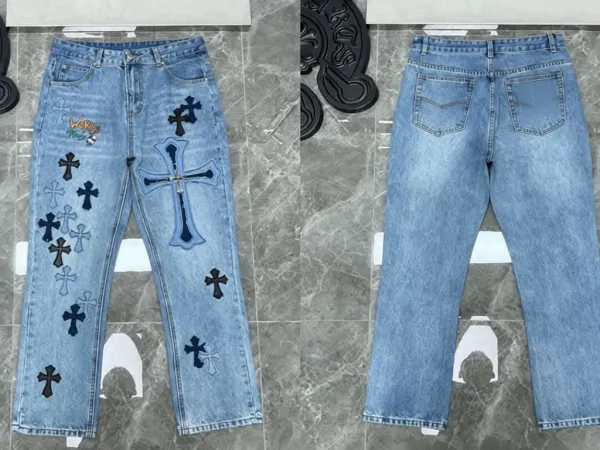 Chrome Hearts Cross-Embroidered Straight-Leg Jeans Blue - 1