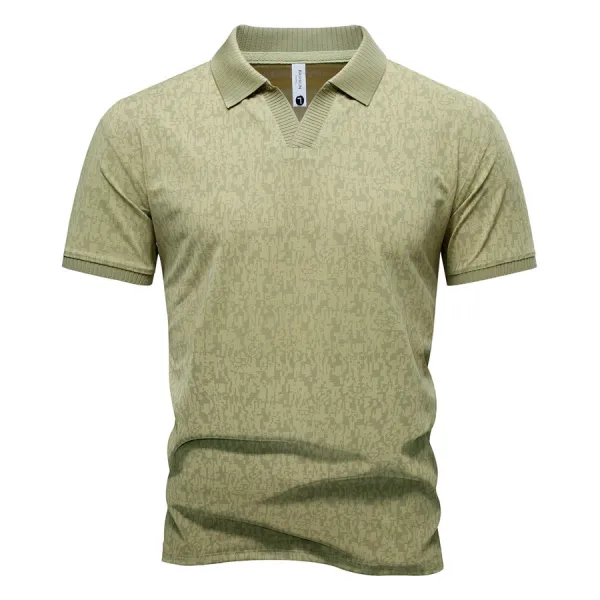 Design Patterned Black Polo Shirt - 11