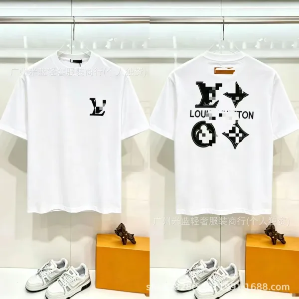 Louis Vuitton Pixelated Logo Graphic T-Shirt White - 1