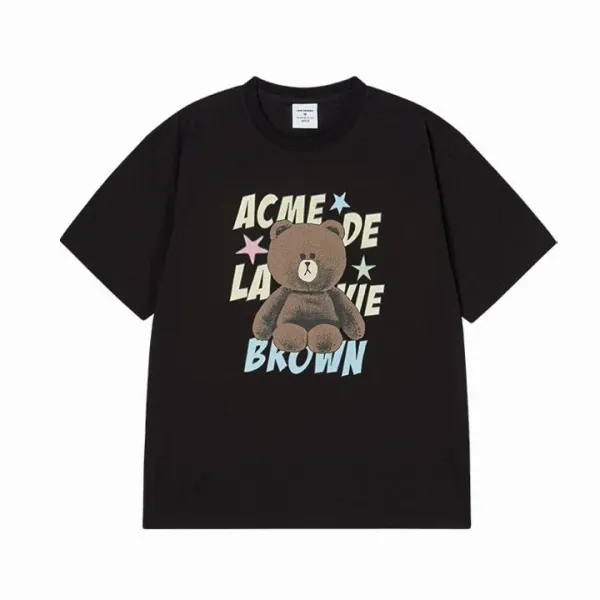 LINE FRIENDS x Acne Studios Brown Bear Graphic T-Shirt Black - 1