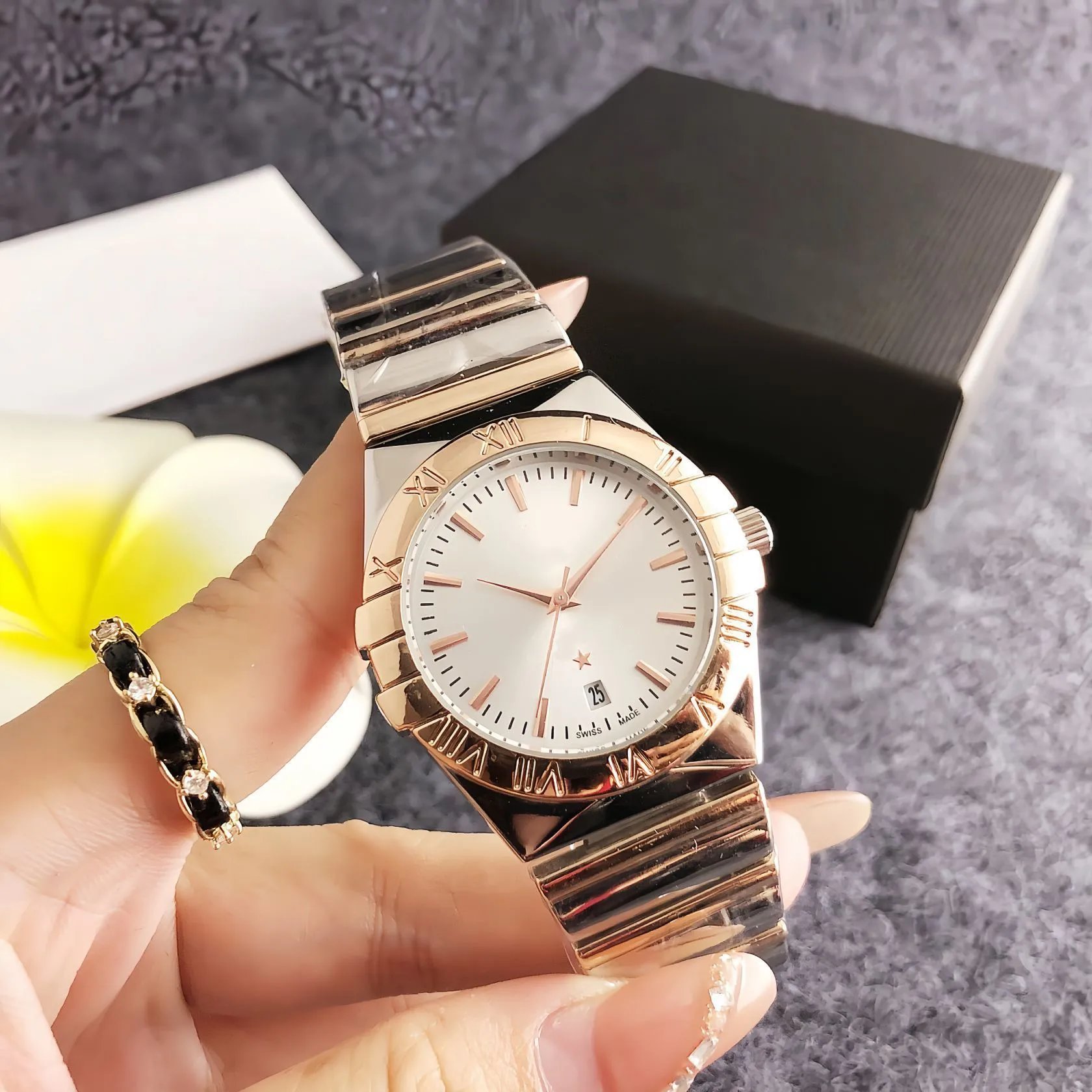 Design Gold-Tone Roman Numeral Quartz Watch Watches - 3