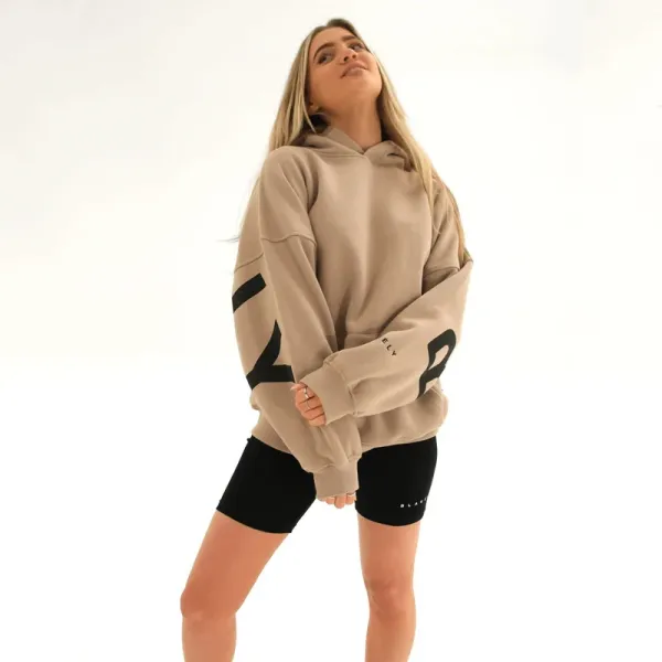 Design Oversized Graphic Hoodie in Light Gray with Black Lettering - 5