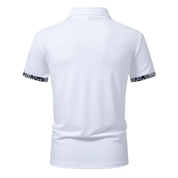 Design Classic Polo Black with White Patterned Collar and Cuffs Tops.polo - 6