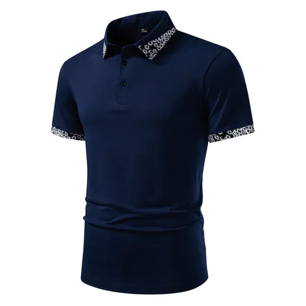 Design Classic Polo Black with White Patterned Collar and Cuffs Tops.polo - 15