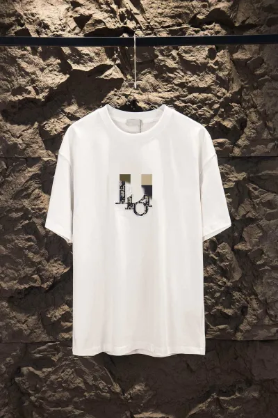 Dior x Stone Island Logo Print White T-Shirt - 44