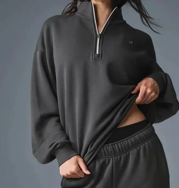 Design Half-Zip Pullover Black Activewear Top - 6