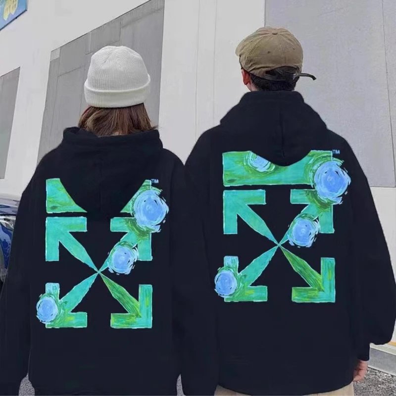 Off-White Painted Arrow Hoodie Black - 3