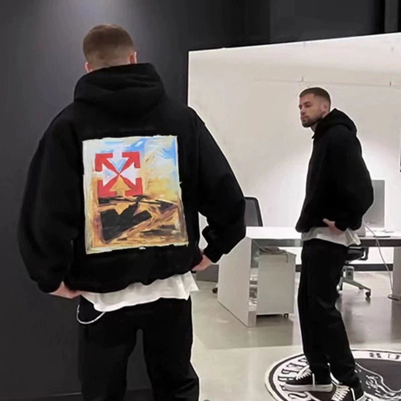 Off-White Painted Arrow Hoodie Black - 11