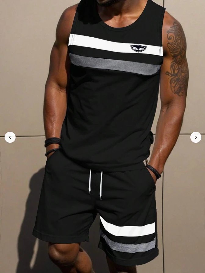 Design Los Angeles 23 Lightning Tank Top and Shorts Set Black - 7