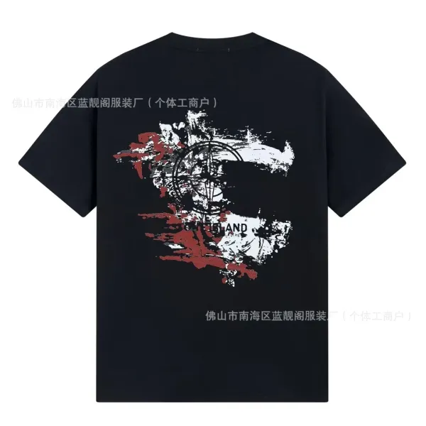 Design Abstract Graphic Print Black T-Shirt - 1