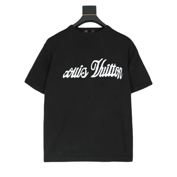 Louis Vuitton Script Logo Knit T-Shirt Black - 1