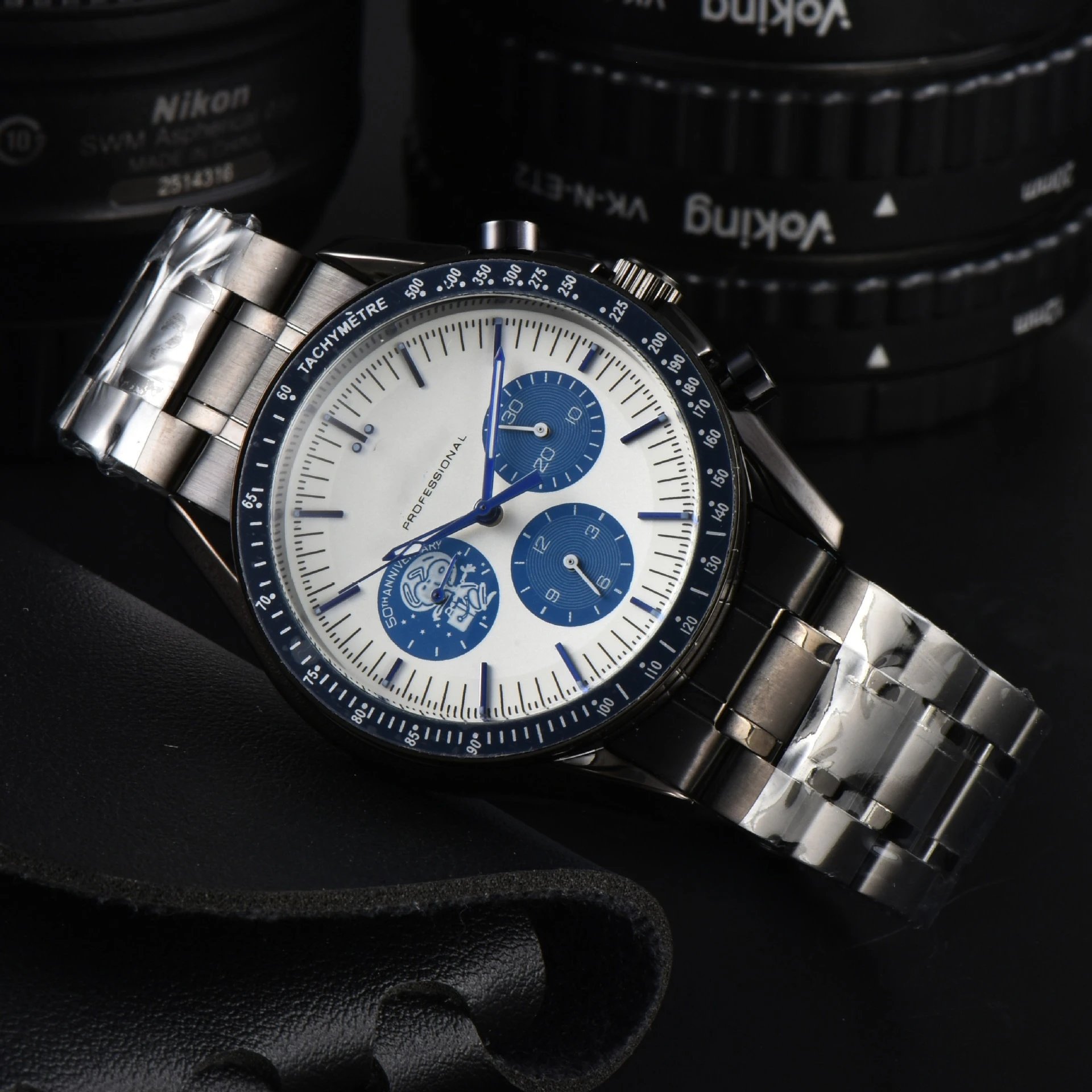 Omega Speedmaster Apollo 11 50th Anniversary Chronograph White Dial Blue Strap Watch Watches - 3