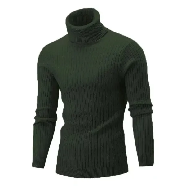 Design Cable Knit Turtleneck Sweater Blue - 22