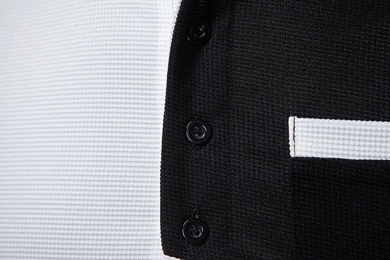 Design Color-Block Polo Shirt White Black Tops.polo - 7
