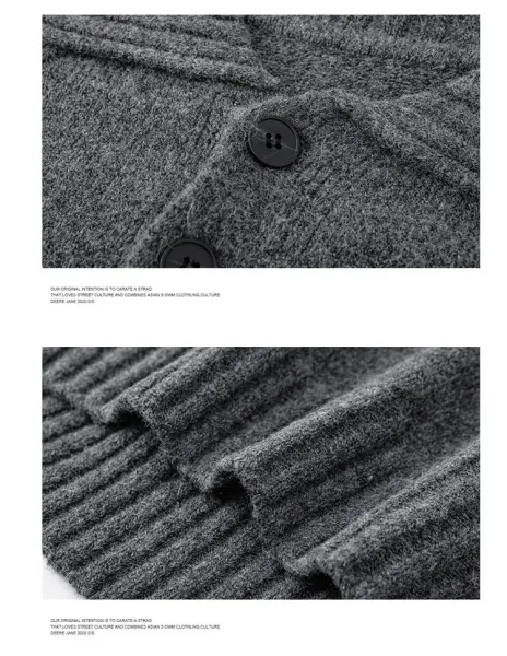 Design Knit Collared Button-Up Sweater Gray with Gold Gradient - 18