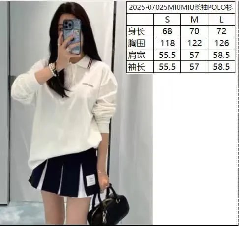 Miu Miu Long Sleeve Polo Shirt White Tops.polo - 2