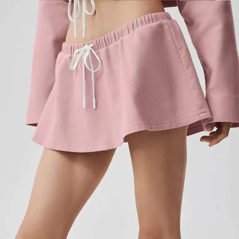 Design Cropped Zip-Front Jacket and Drawstring Shorts Set Black - 6