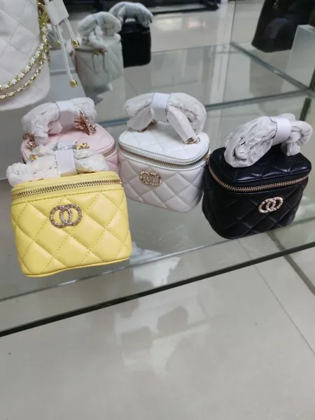 Chanel Mini Vanity Case Quilted Leather in Yellow, Pink, White, and Black Clutches - 1