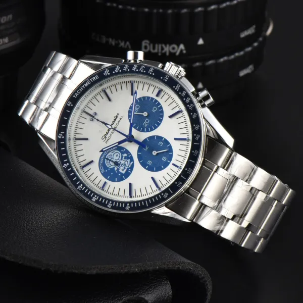 Omega Speedmaster Professional 50th Anniversary Chronograph Watch White and Blue Watches - 1